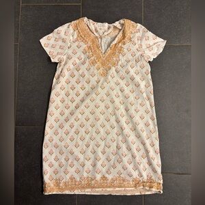 Gen Happy White and Gold Beach Coverup